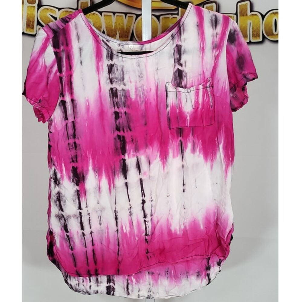 Chambrai Los Angeles Pink Tie Dye Short Sleeve Pullover Top Size S